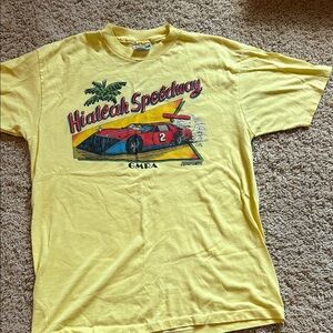 Hanes Yellow Vintage Racing Graphic Tee